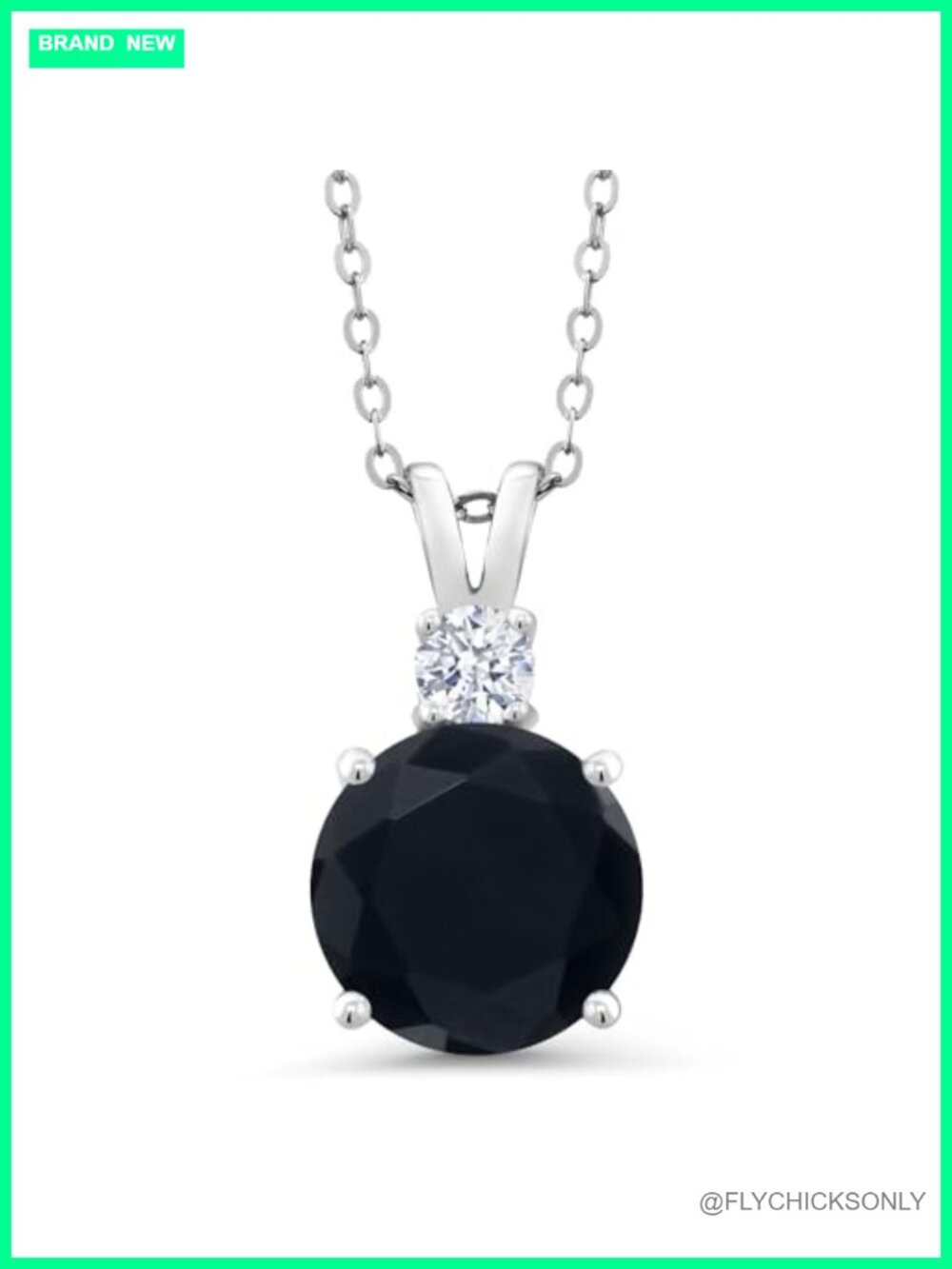 3.32 Cttw Black Onyx Pendant Necklace, 925 Sterling Silver, 18 Inch Chain